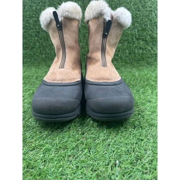 Sorel Snow Angel Womens Size 8 Faux Fur Brown Leather Zip Winter Boots - Picture 6 of 8